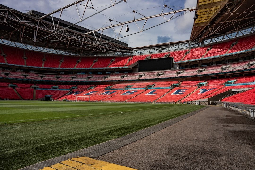 Wembley Stadium interior showing the pitch and seating bowl