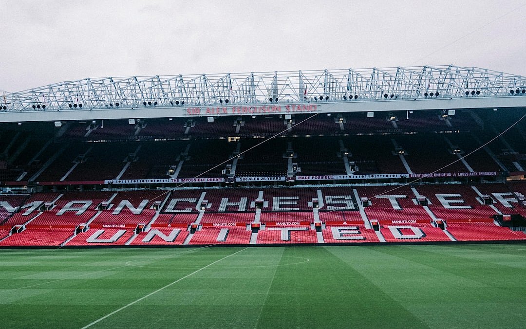 Pitch-side view at Old Trafford during a Premier League match