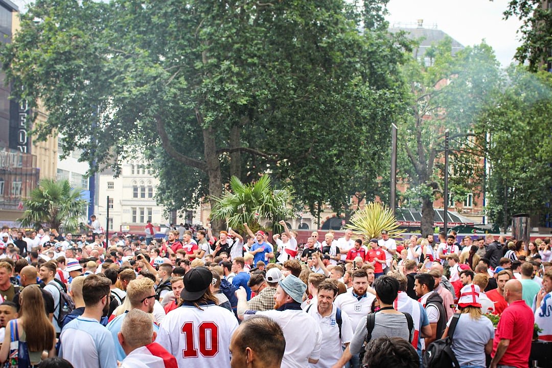 England cricket crowd celebrating during a one-day international