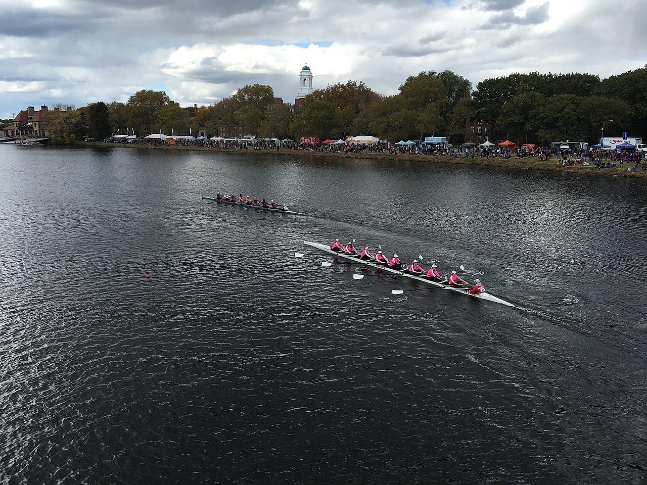 Rowing crews competing in a regatta, representing the enduring tradition of competitive racing at Henley