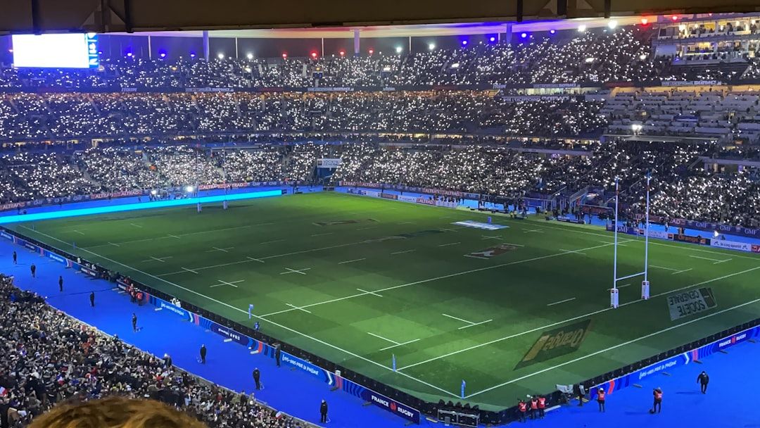 Packed rugby stadium during an international test match