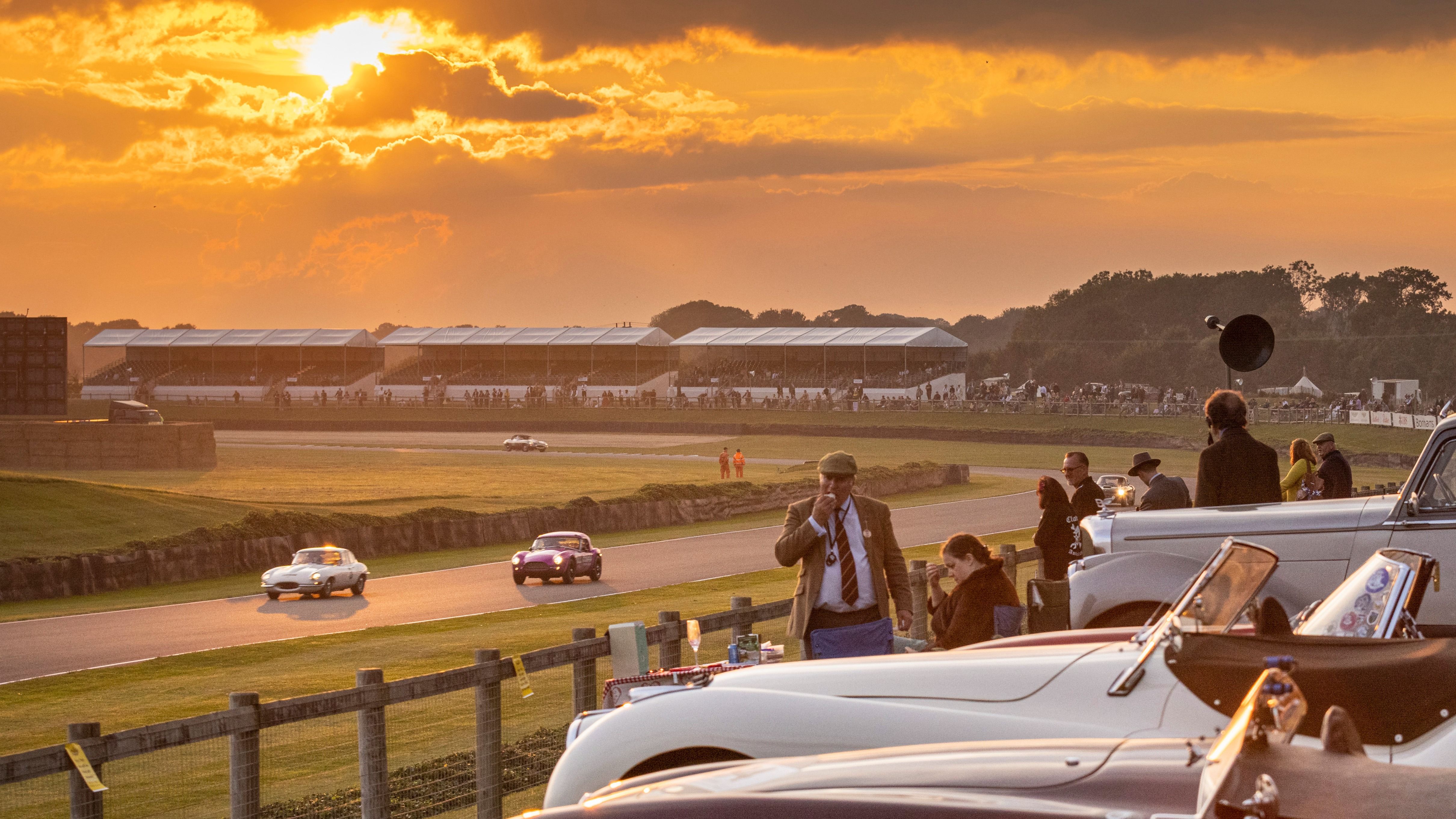 The Art Deco control tower above the empty Goodwood Motor Circuit