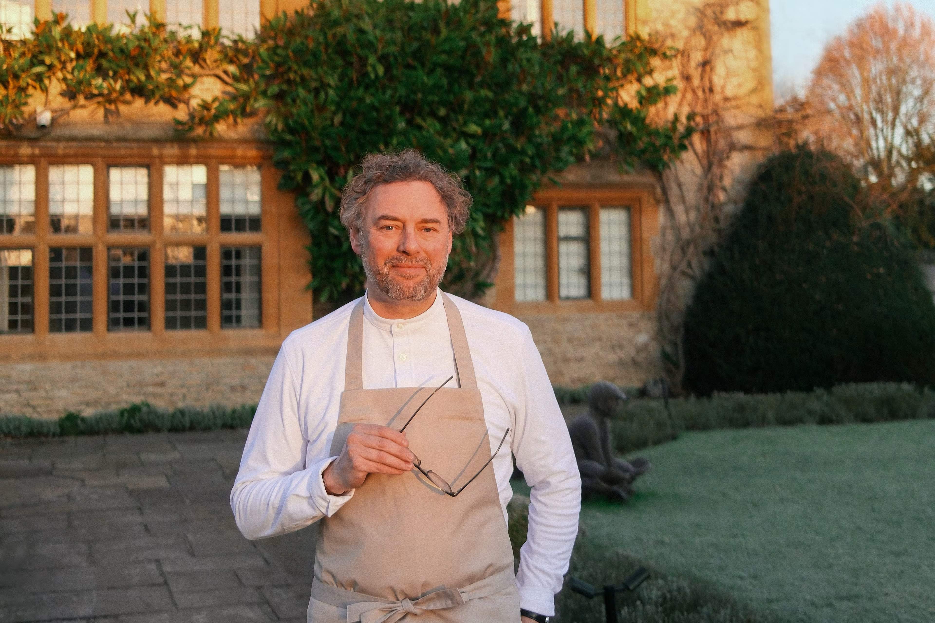 Arnaud Donckele, Culinary Director of Le Manoir aux Quat’Saisons, outside the manor house