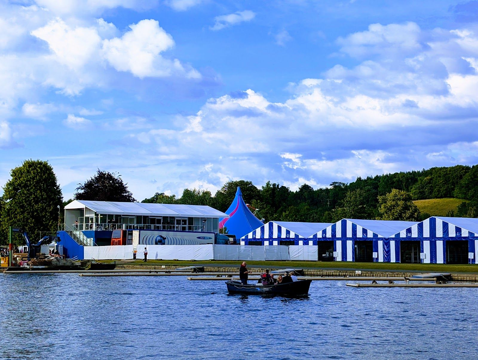 Henley Royal Regatta boats and crowd on the Thames