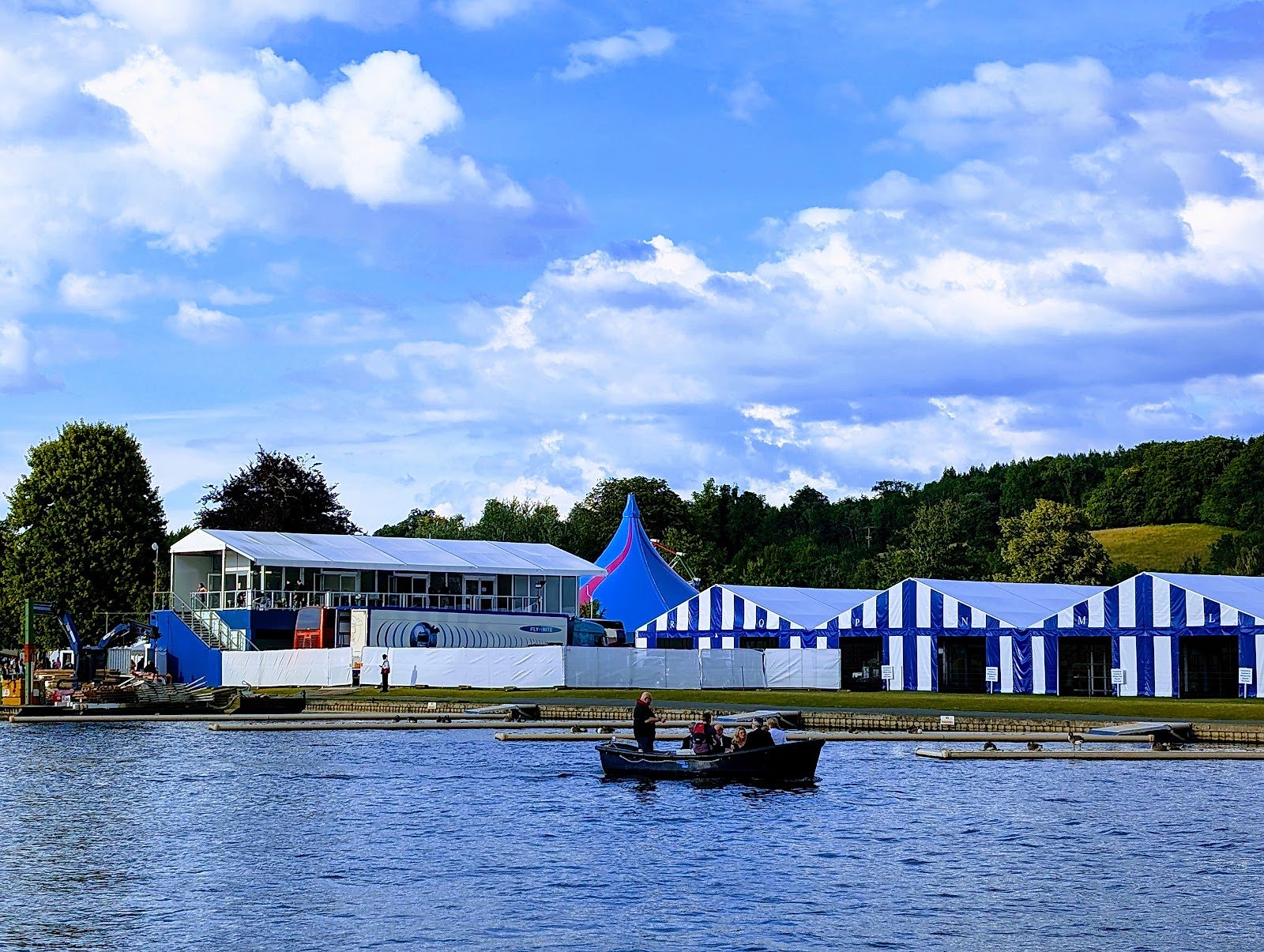 Henley Royal Regatta boats and crowd on the Thames