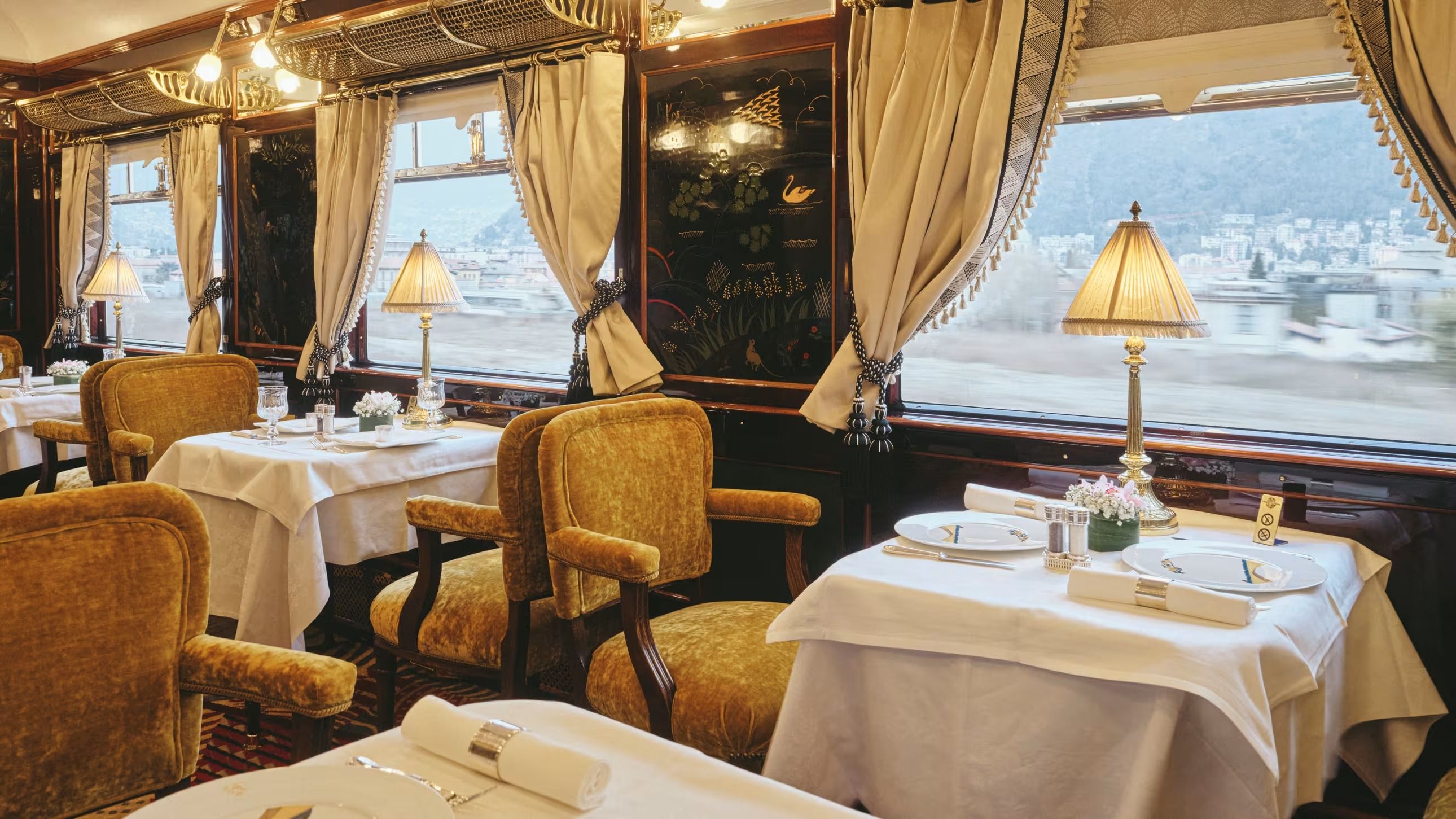 The Venice Simplon-Orient-Express exterior showing its iconic blue and gold livery