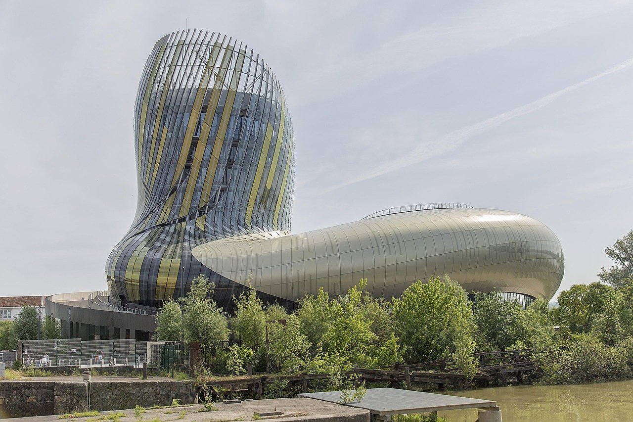 La Cité du Vin wine museum in Bordeaux with its distinctive curved glass architecture