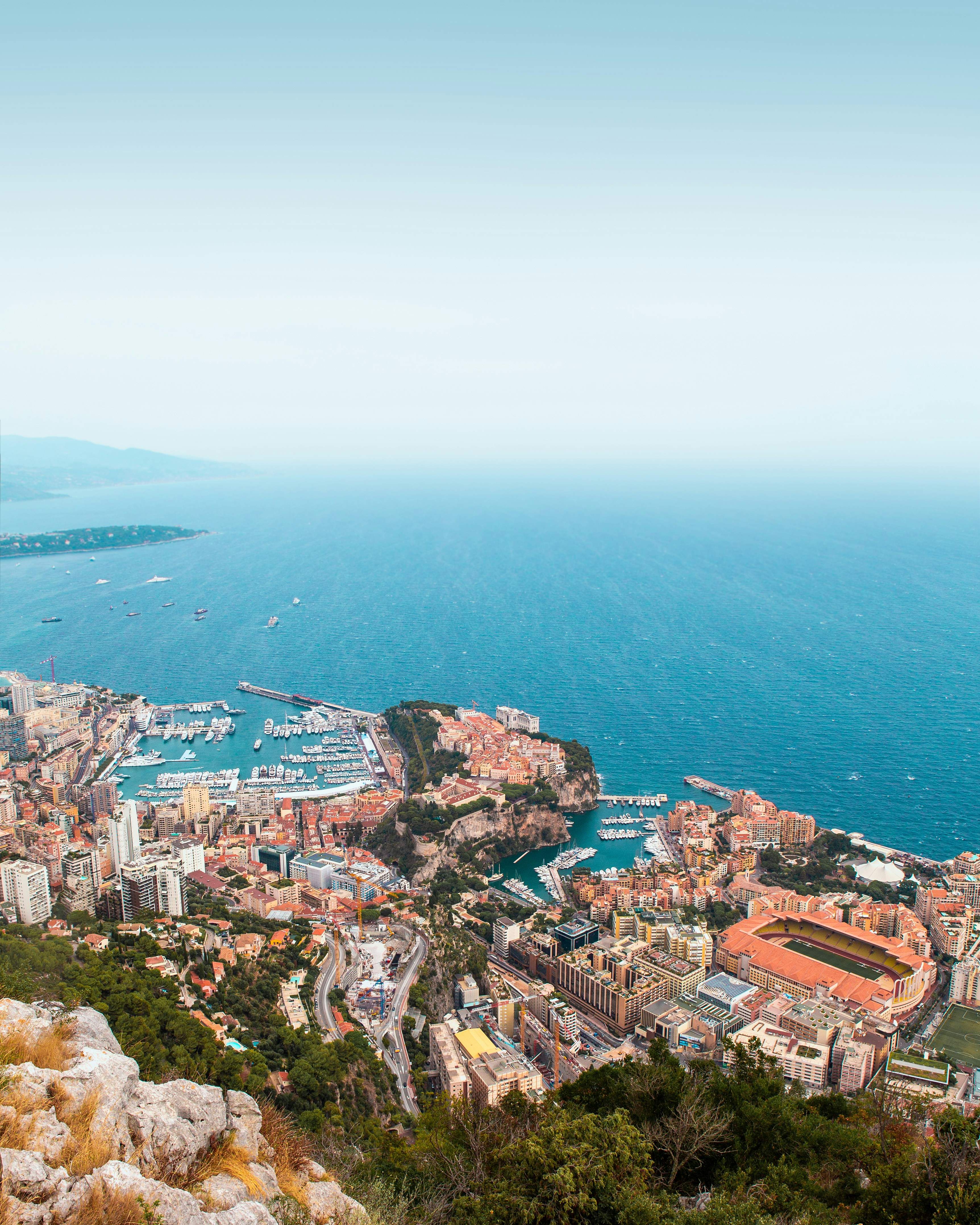 Monaco harbour under a clear Mediterranean sky