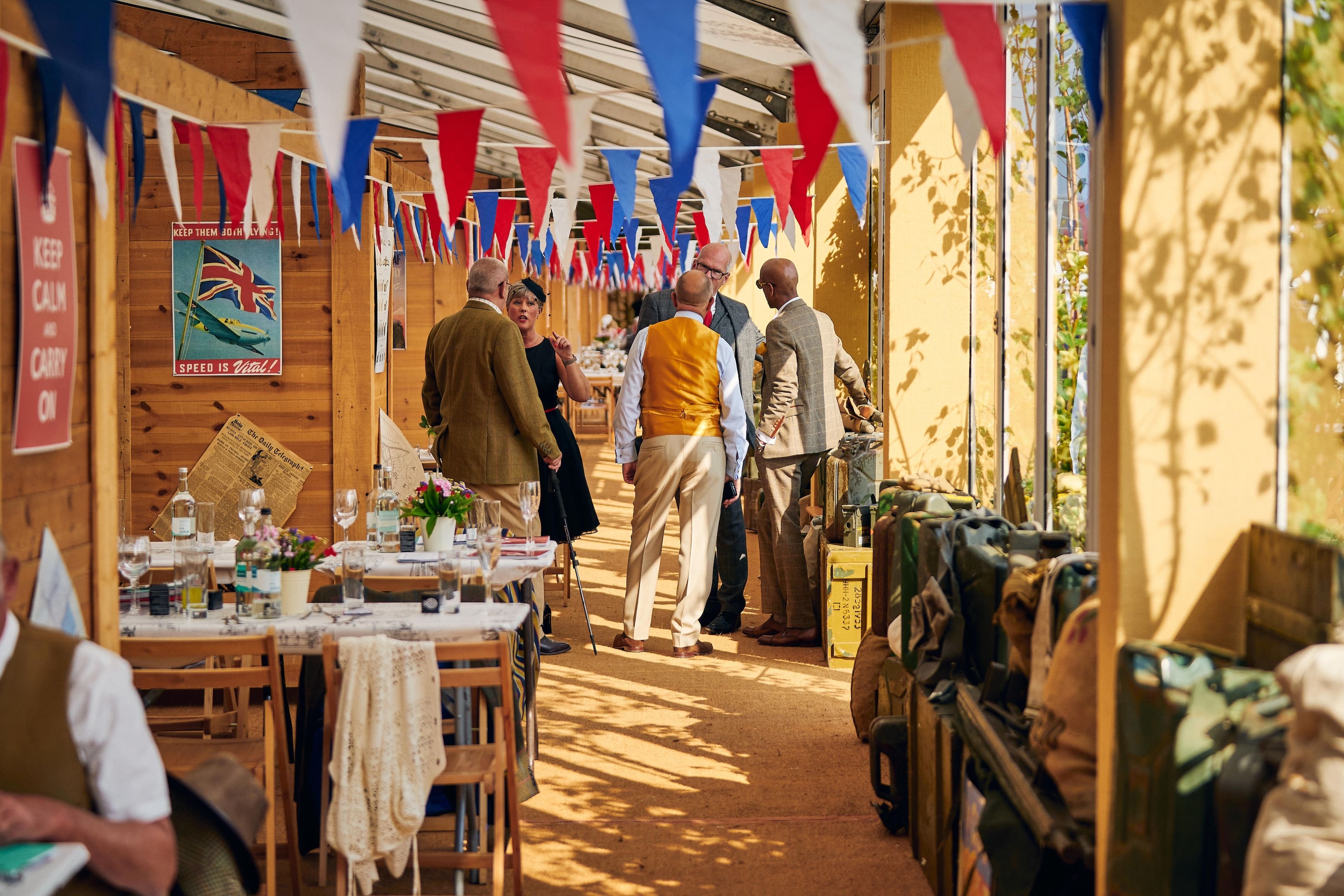 Goodwood Revival hospitality pavilion showcasing the event's period atmosphere
