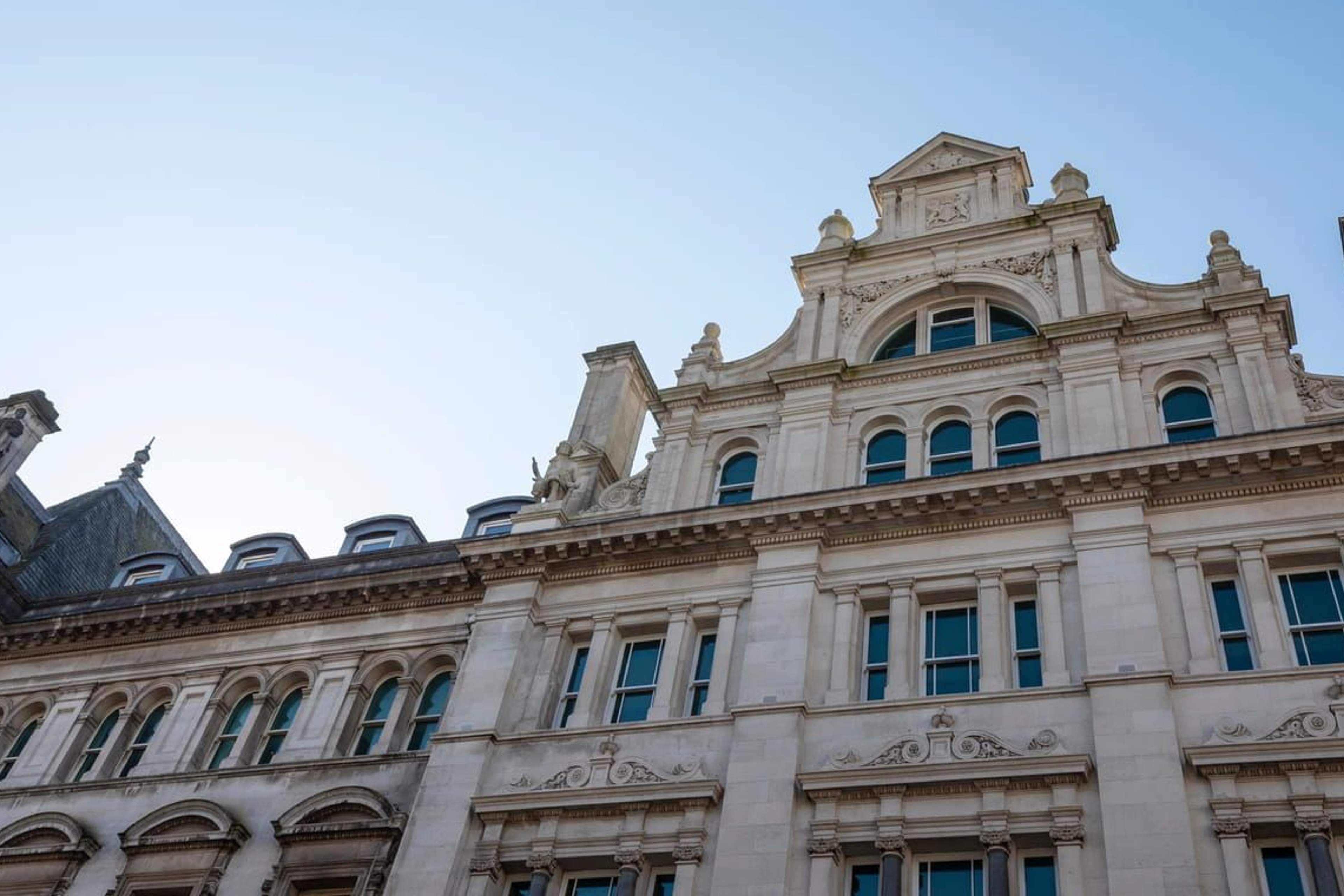 The Portland stone facade of The Parkgate Hotel, the former Cardiff Head Post Office of 1897