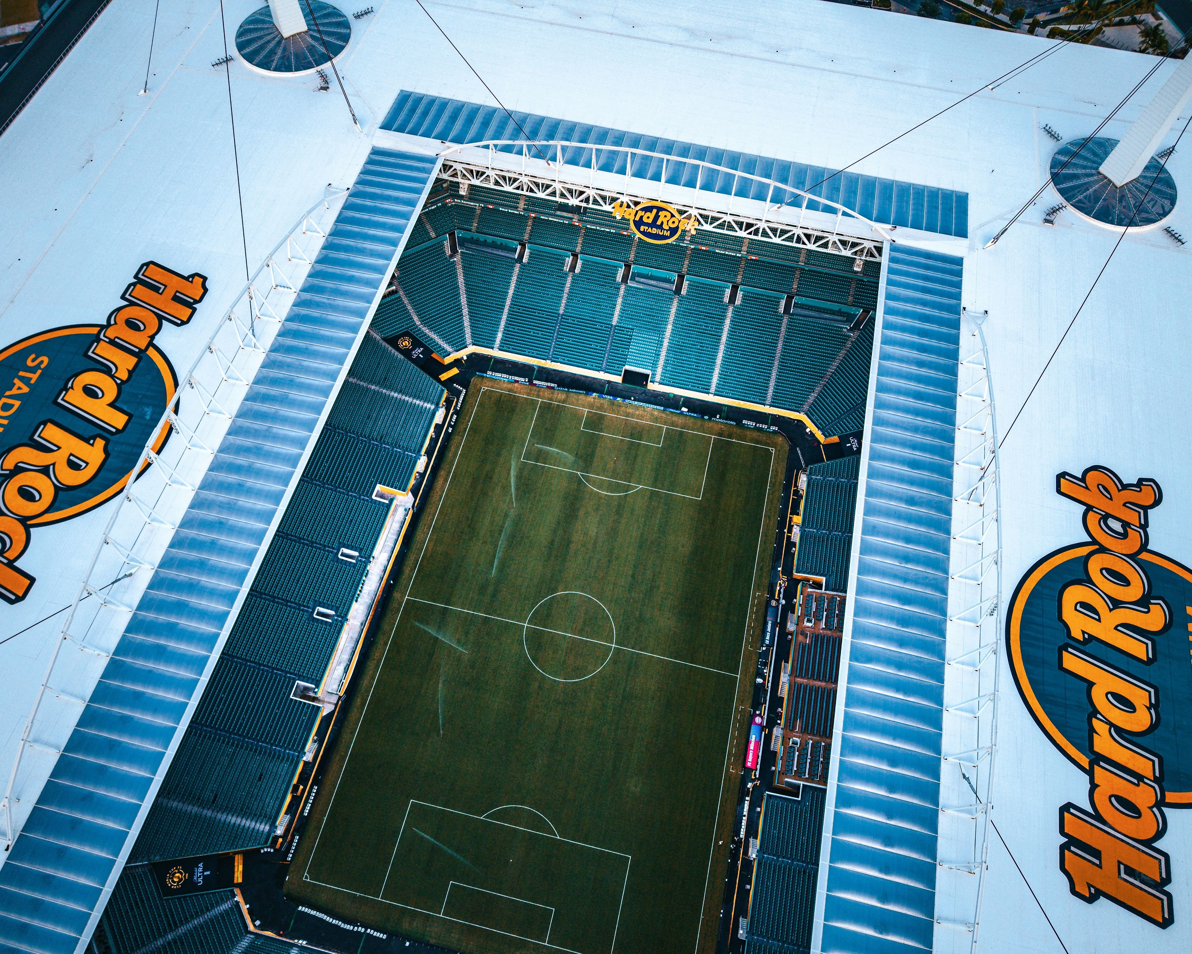 Hard Rock Stadium in Miami, aerial view of the pitch