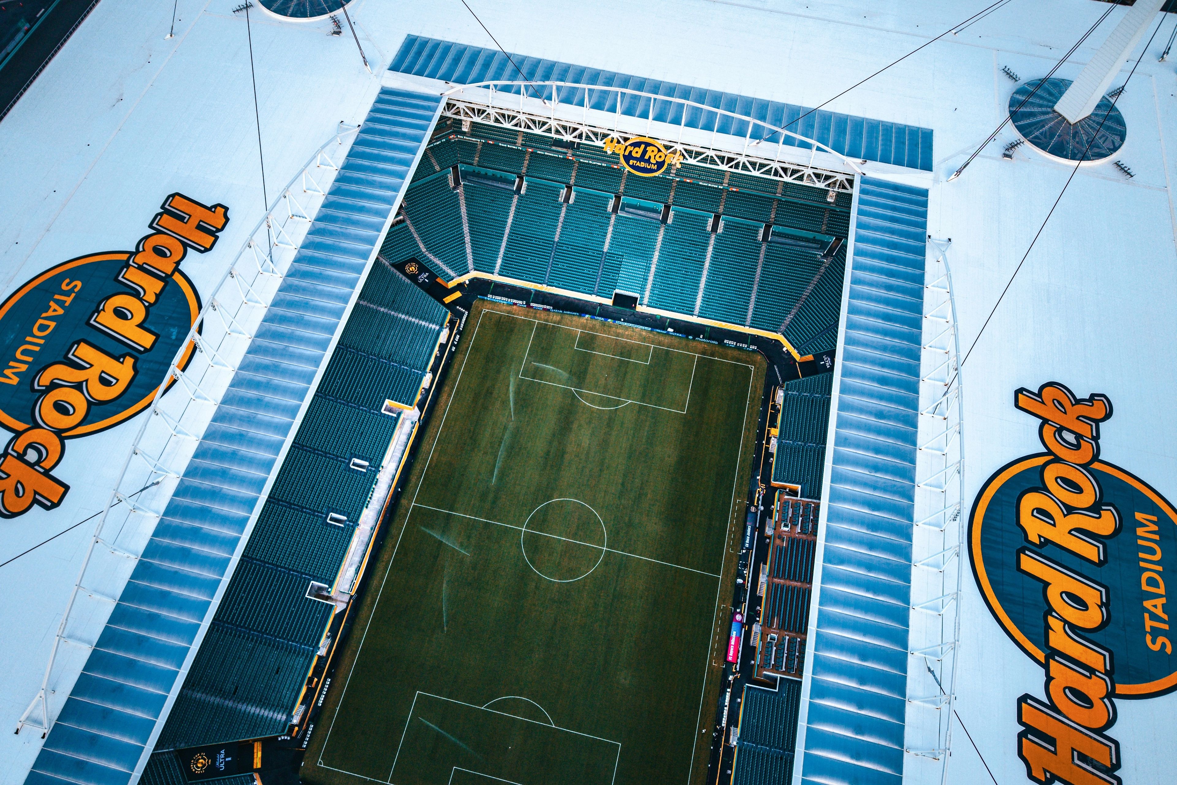 Hard Rock Stadium in Miami, aerial view of the pitch