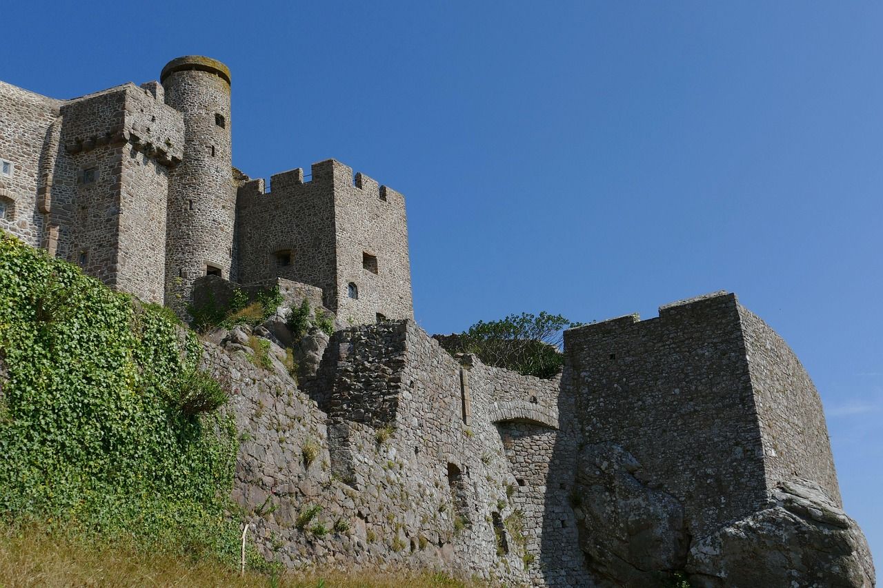 Mont Orgueil Castle overlooking Gorey harbour in Jersey, near the Royal Jersey Golf Club