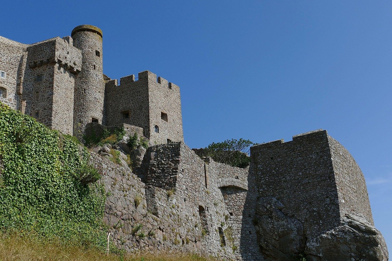 Mont Orgueil Castle overlooking Gorey harbour in Jersey, near the Royal Jersey Golf Club