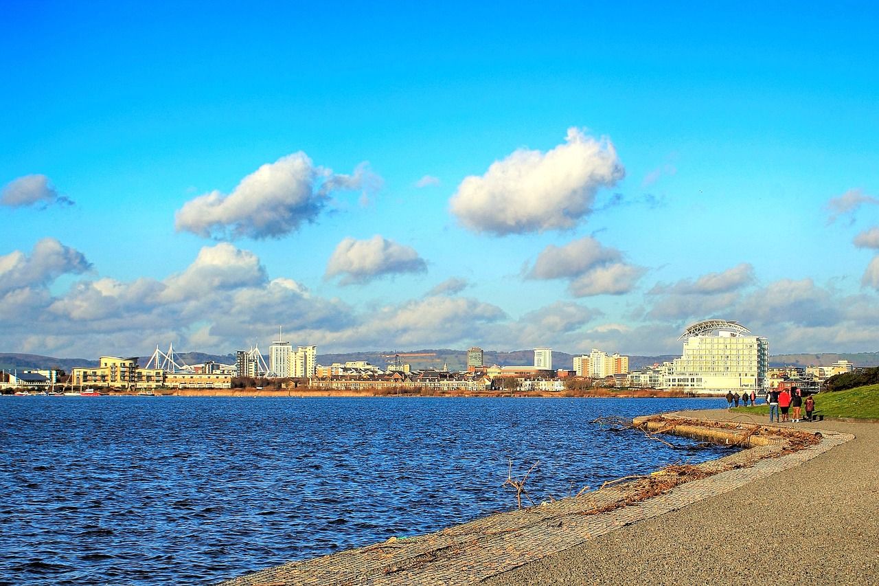 Cardiff Bay skyline with the Millennium Stadium visible in the background