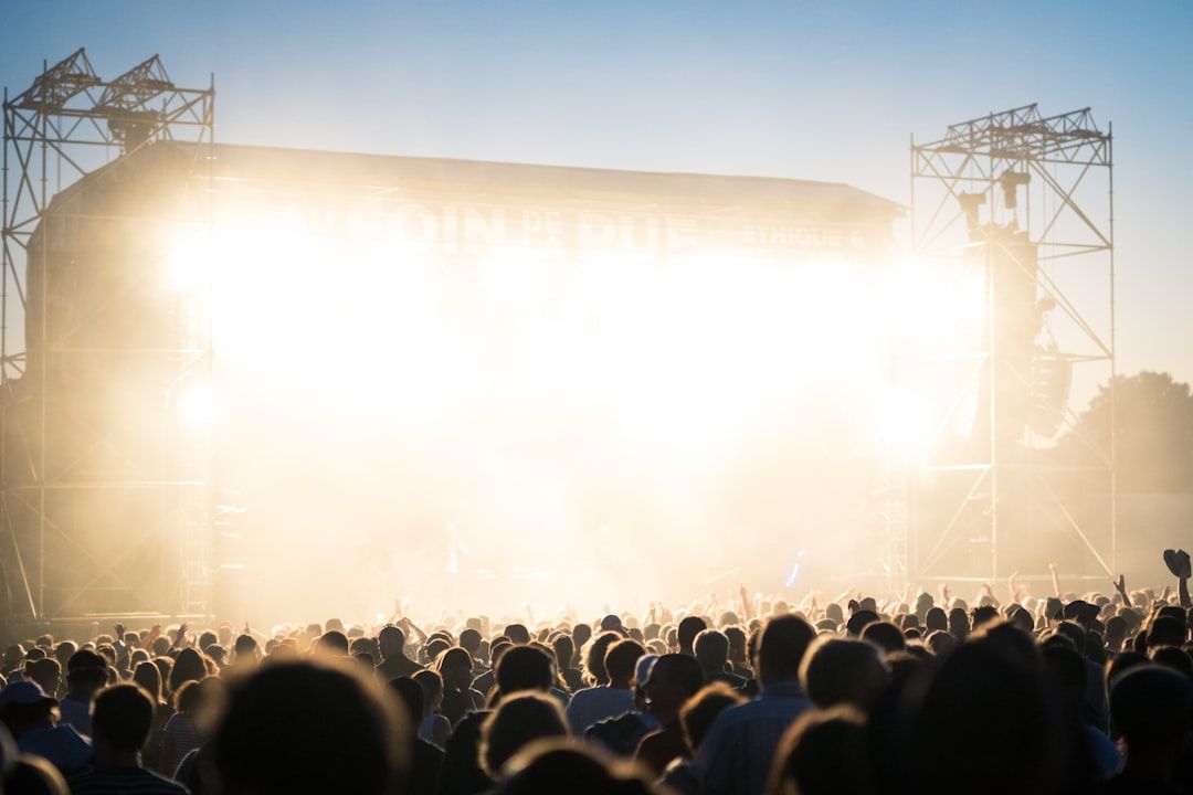 Crowds gathered in front of the Glastonbury Festival stage