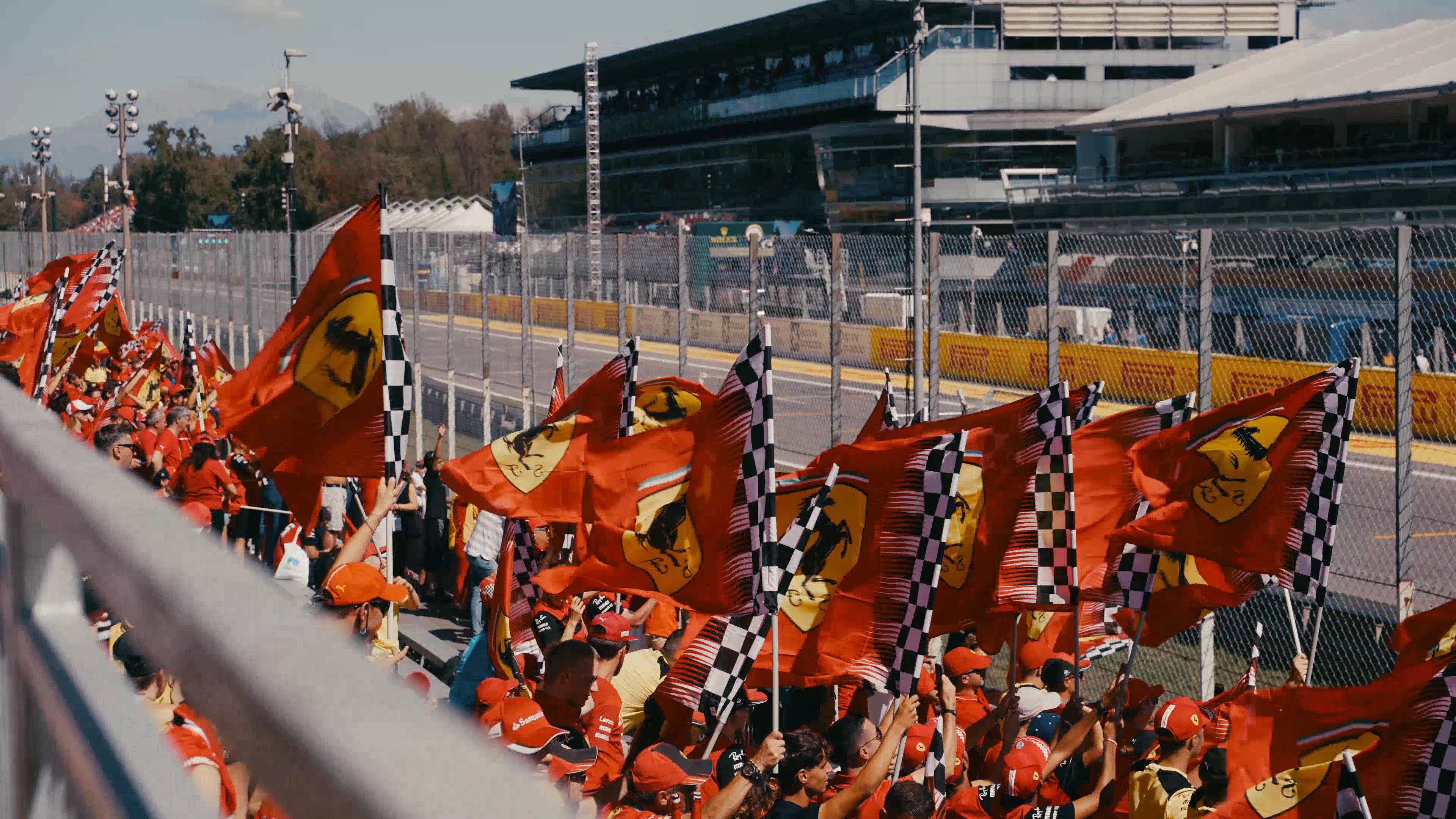 Tifosi crowd at the Italian Grand Prix at Monza