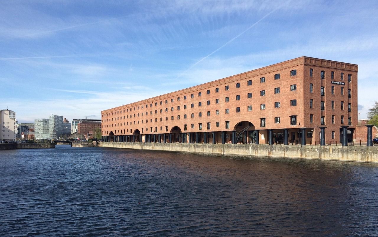 Liverpool waterfront and docks area near the site of Everton's new stadium