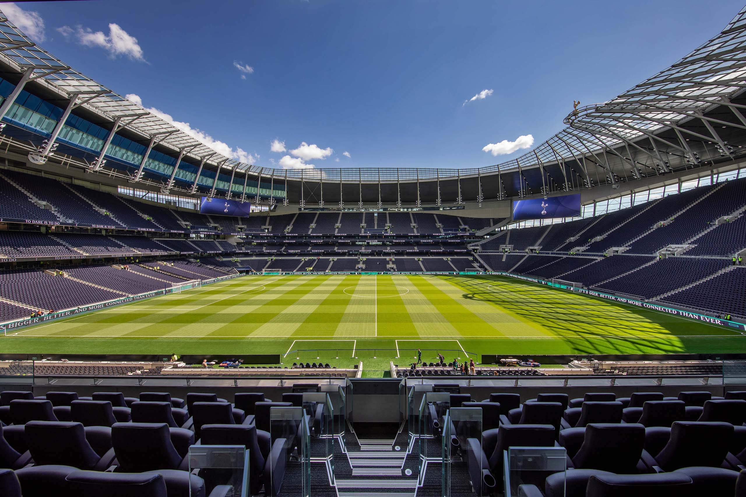 Tottenham Hotspur players at the Tottenham Hotspur Stadium