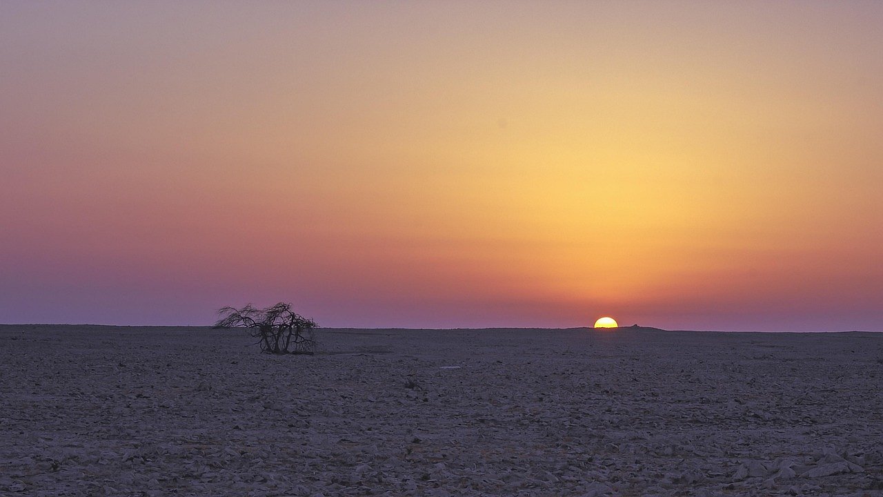 The Sakhir desert landscape in Bahrain where the circuit was built
