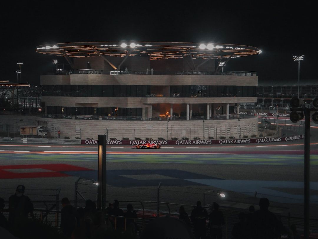Las Vegas Grand Prix stadium section illuminated at night