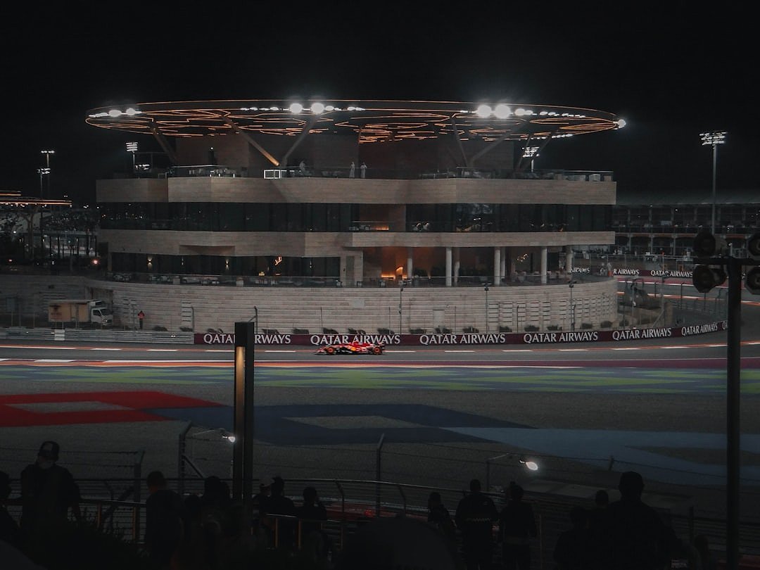 Las Vegas Grand Prix stadium section illuminated at night