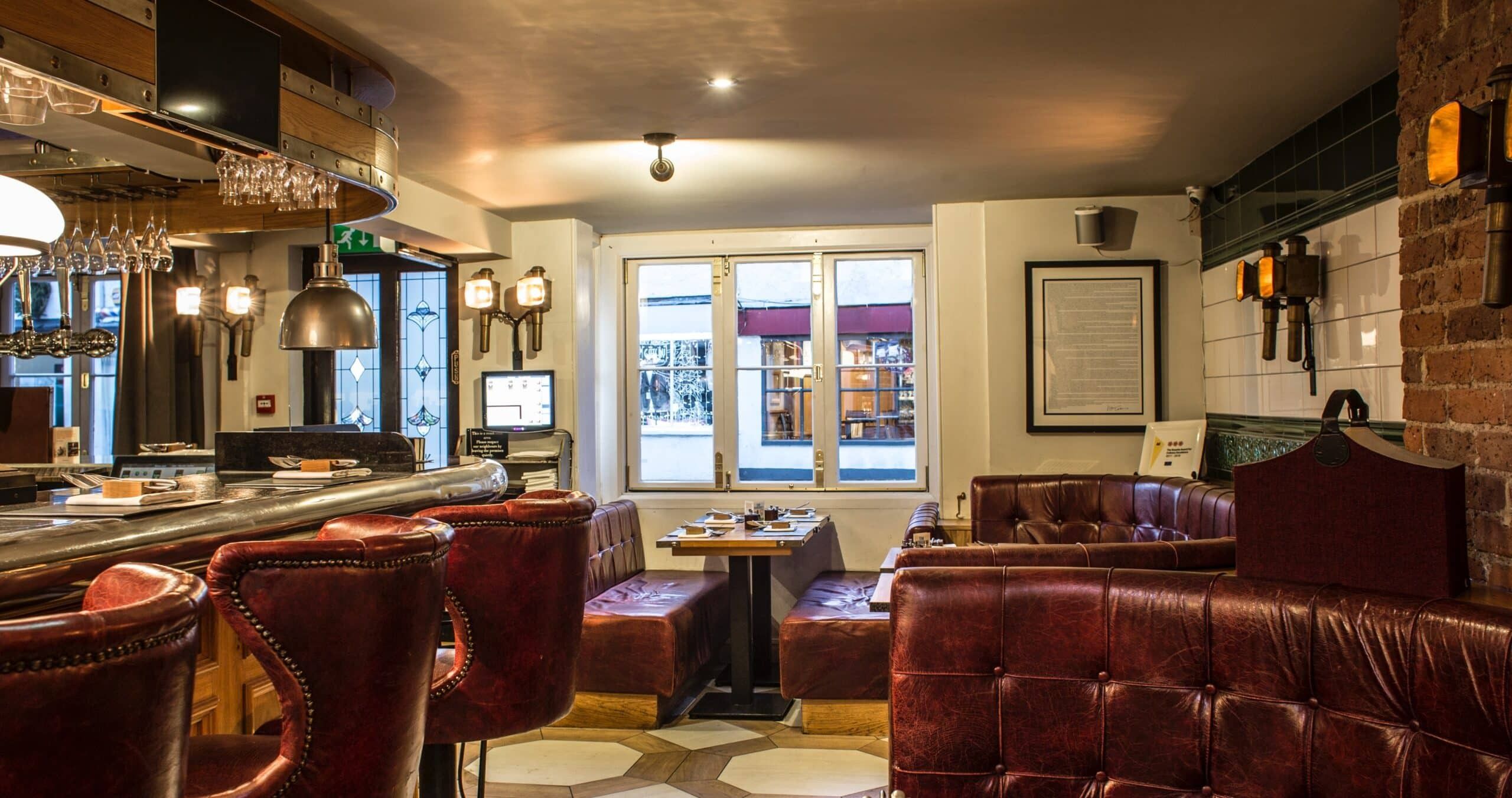 Bar seating at The Hand and Flowers