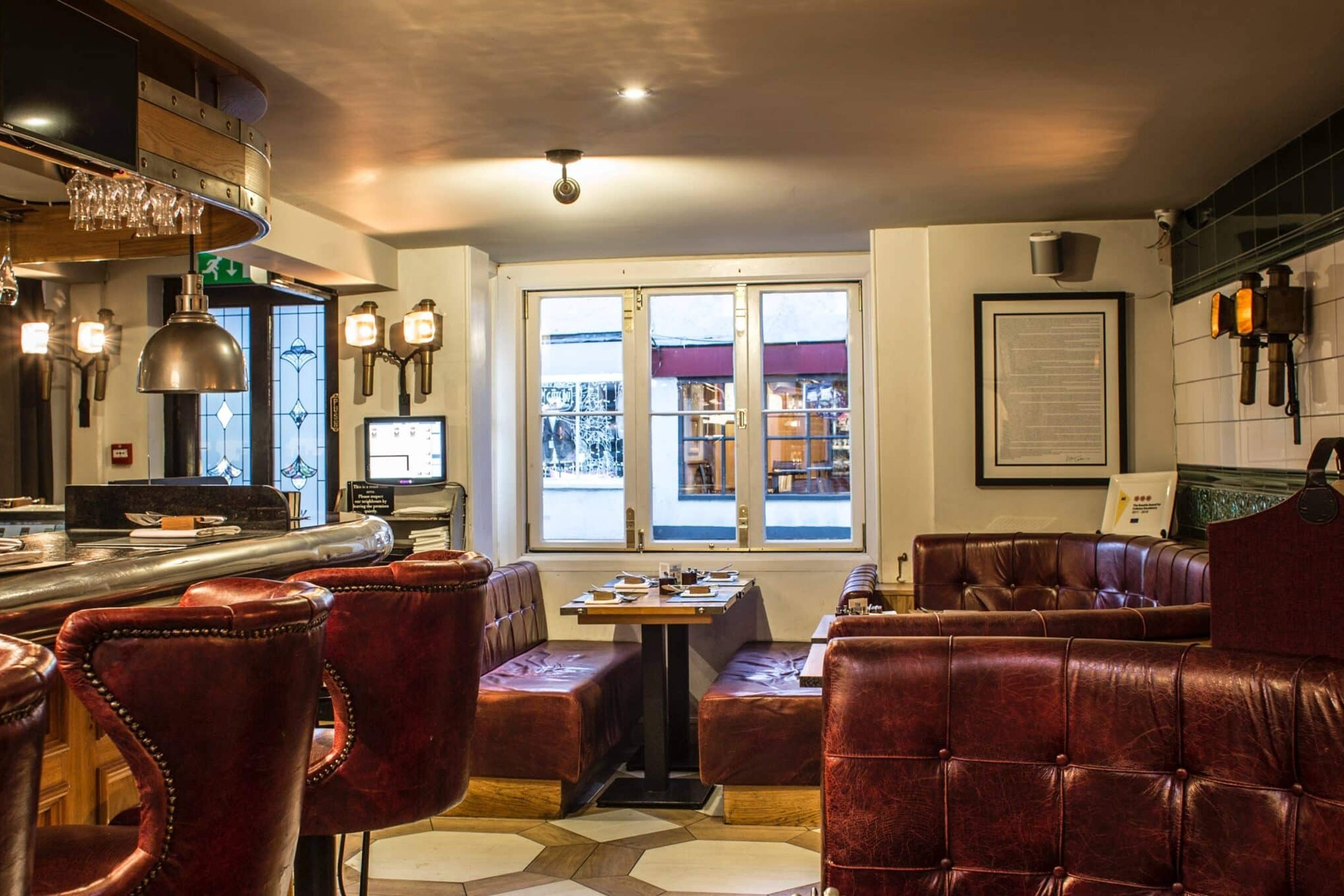 Bar seating at The Hand and Flowers