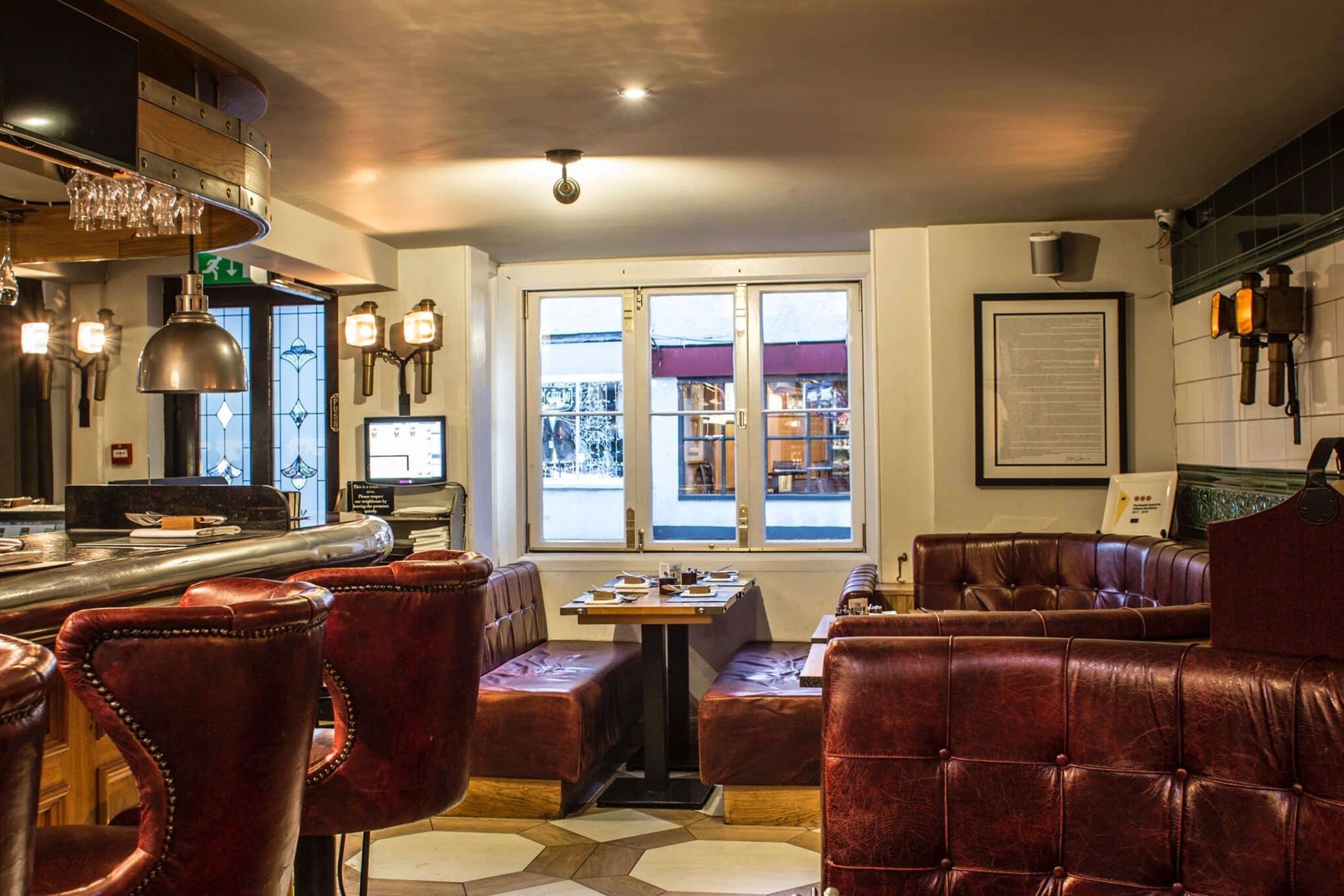 Bar seating at The Hand and Flowers