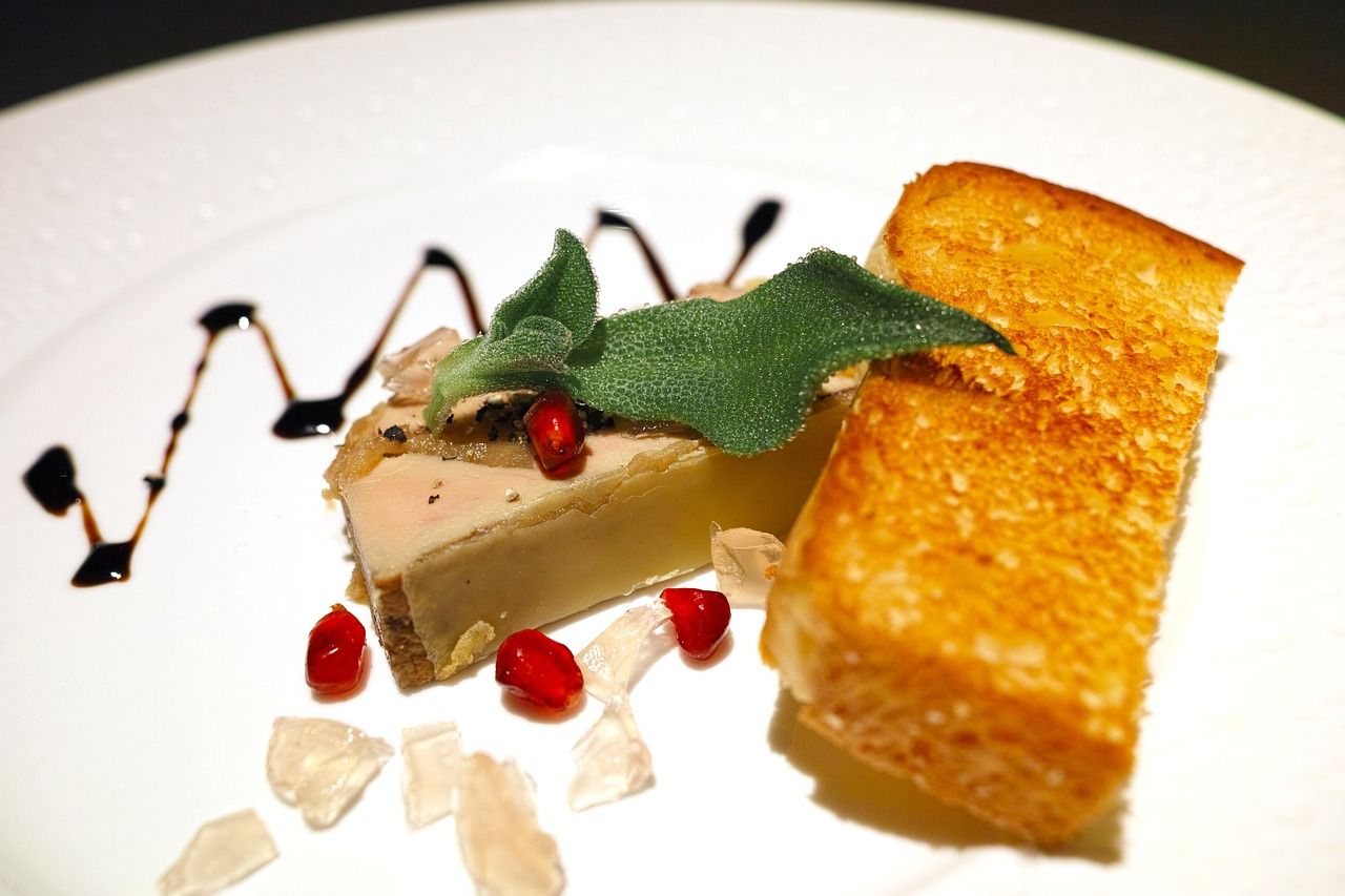 Classical French fine dining dish with foie gras
