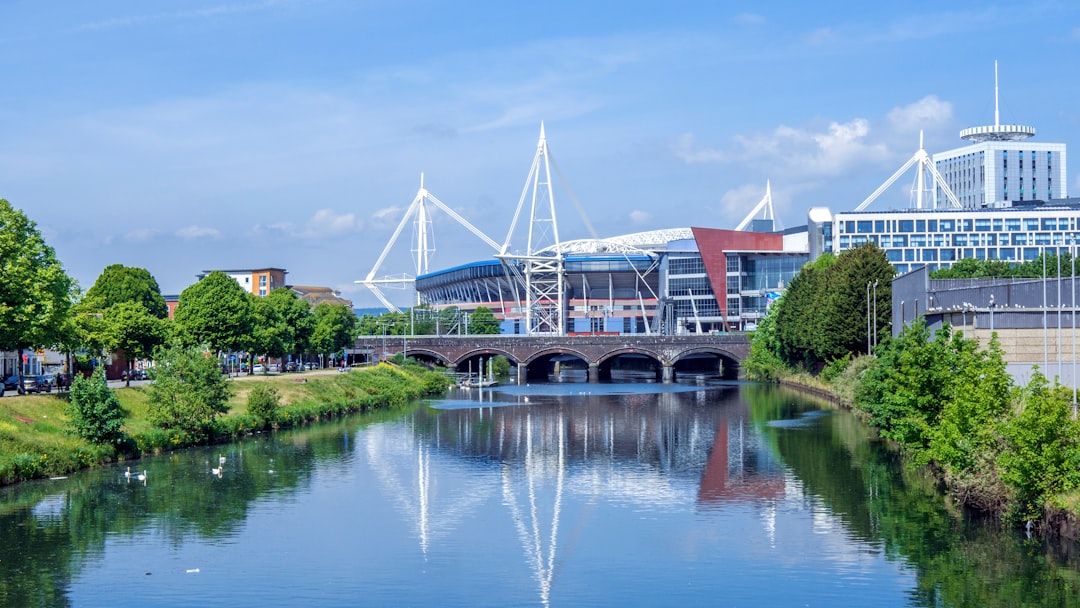 The Principality Stadium and River Taff in Cardiff on a match day