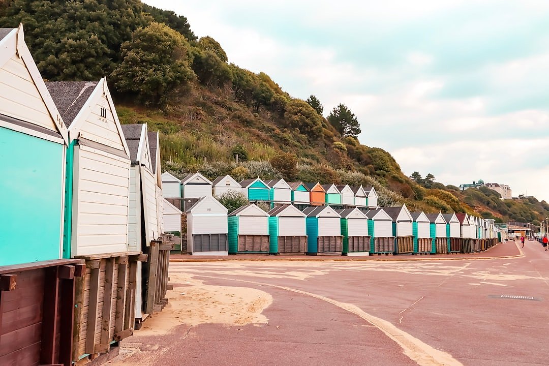 Bournemouth beach huts along the seafront