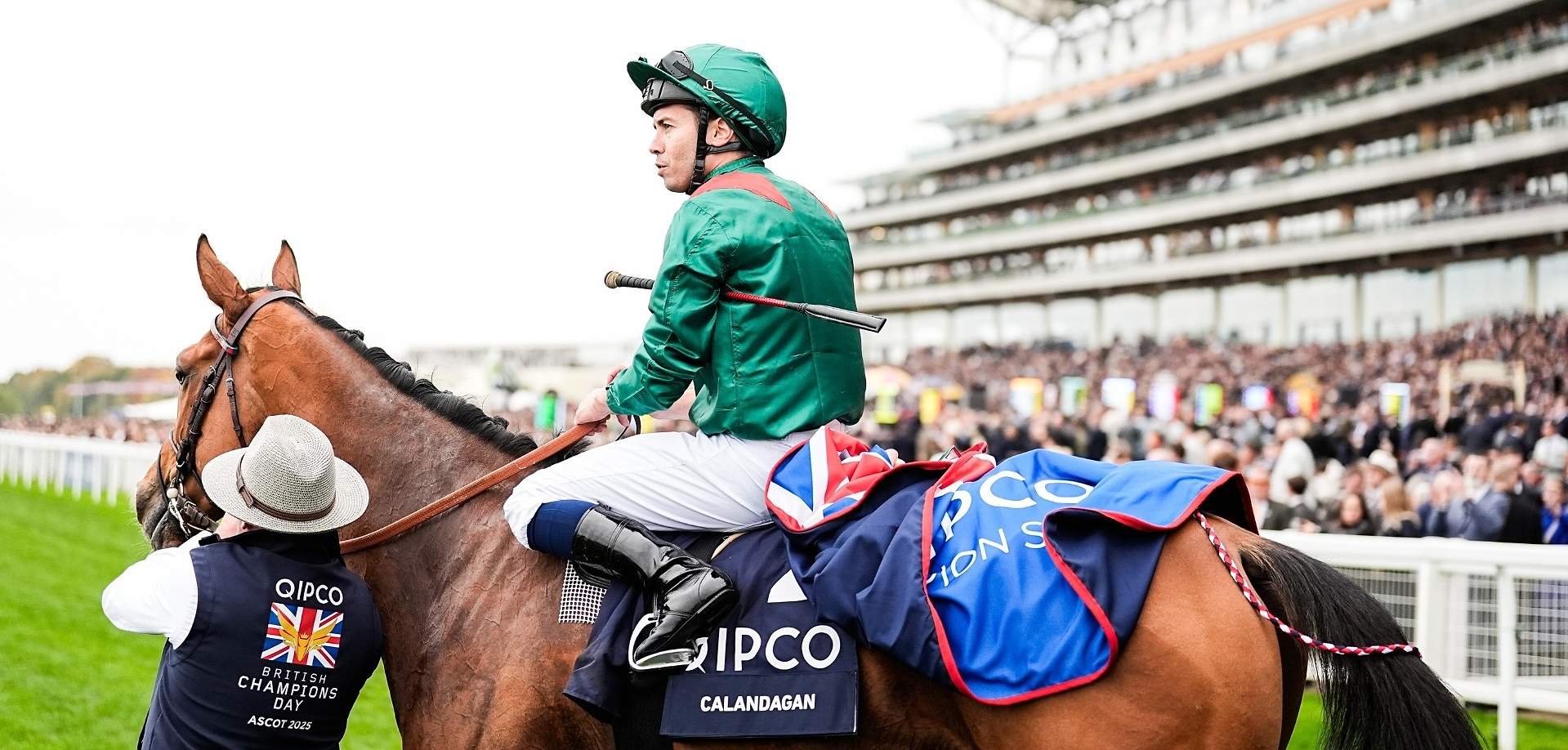 Horse racing action at Ascot Racecourse