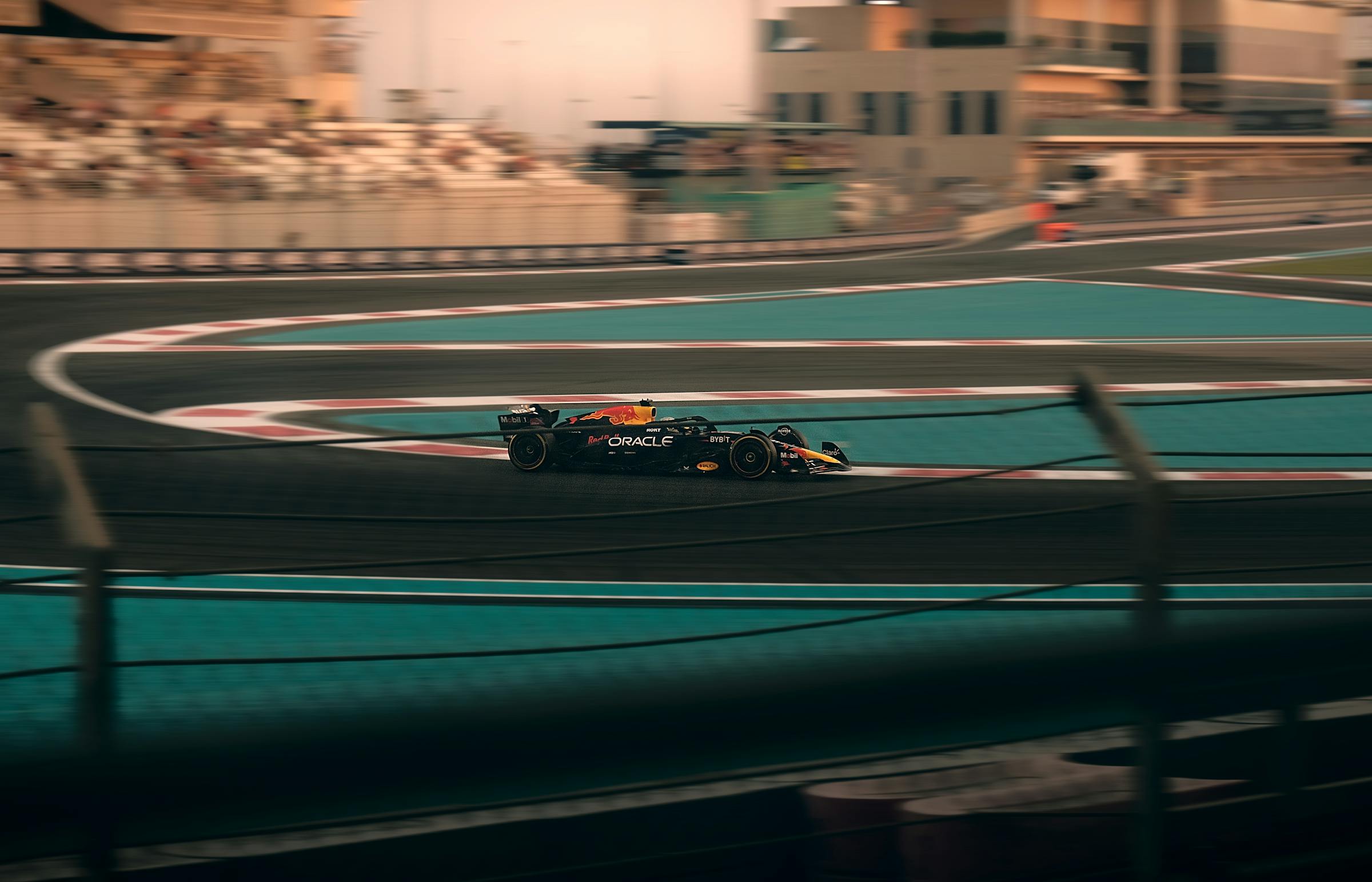 Formula 1 cars racing at the Abu Dhabi Grand Prix