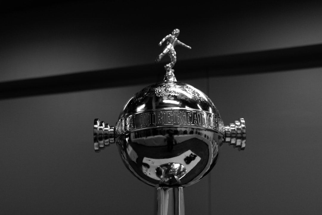Close-up of a football trophy
