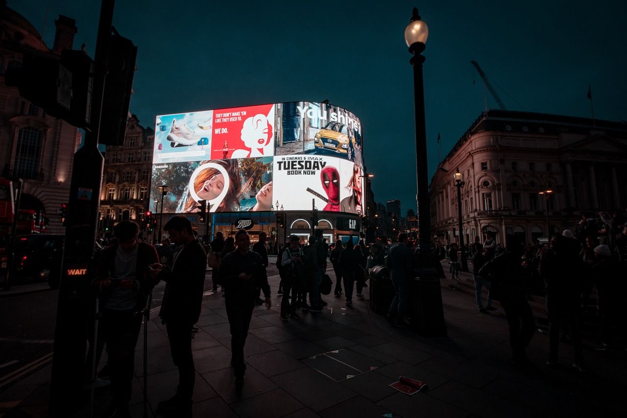 London West End neon signs at night, the home of The Devil Wears Prada musical