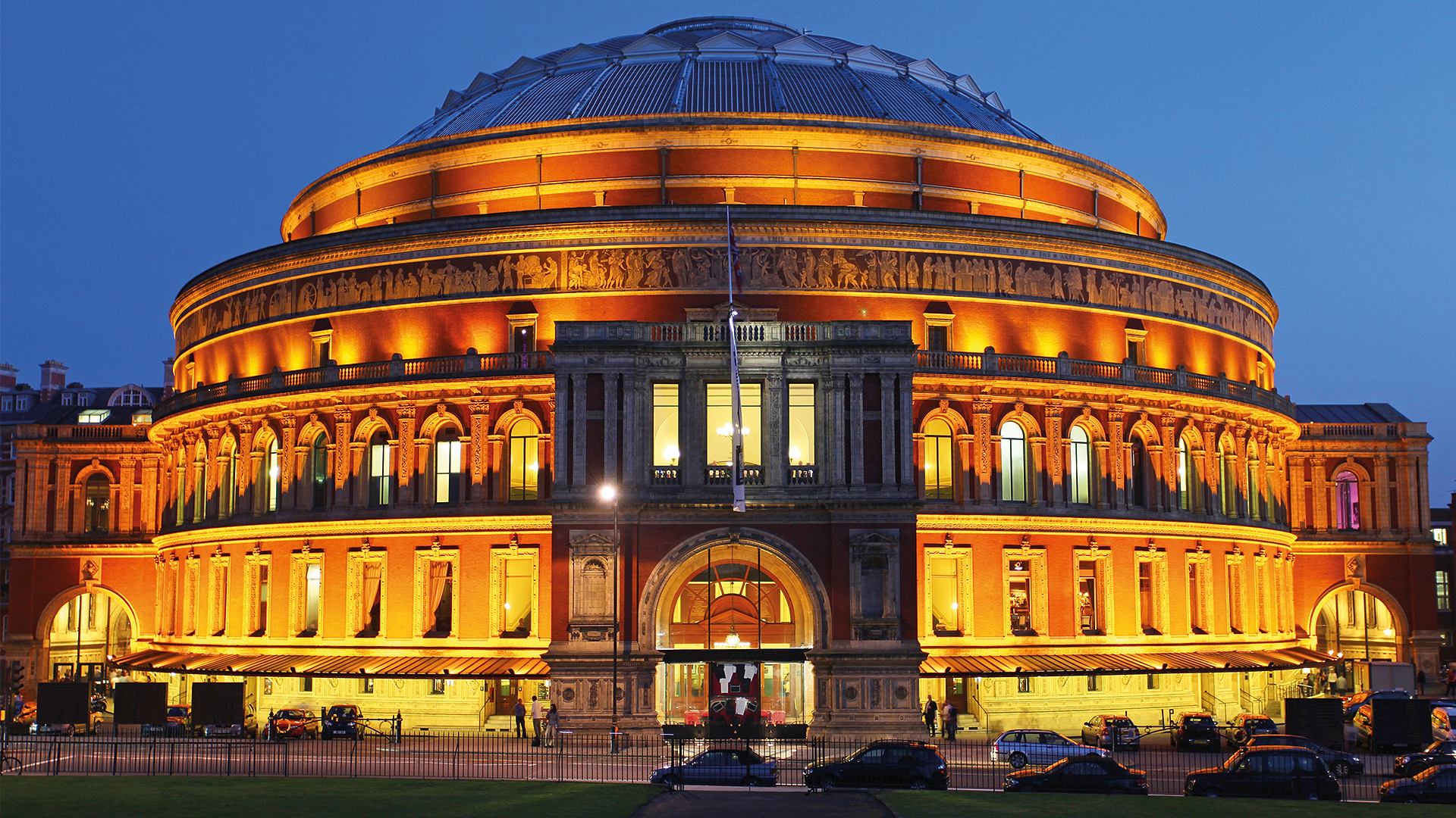 Royal Albert Hall in Kensington, London at dusk