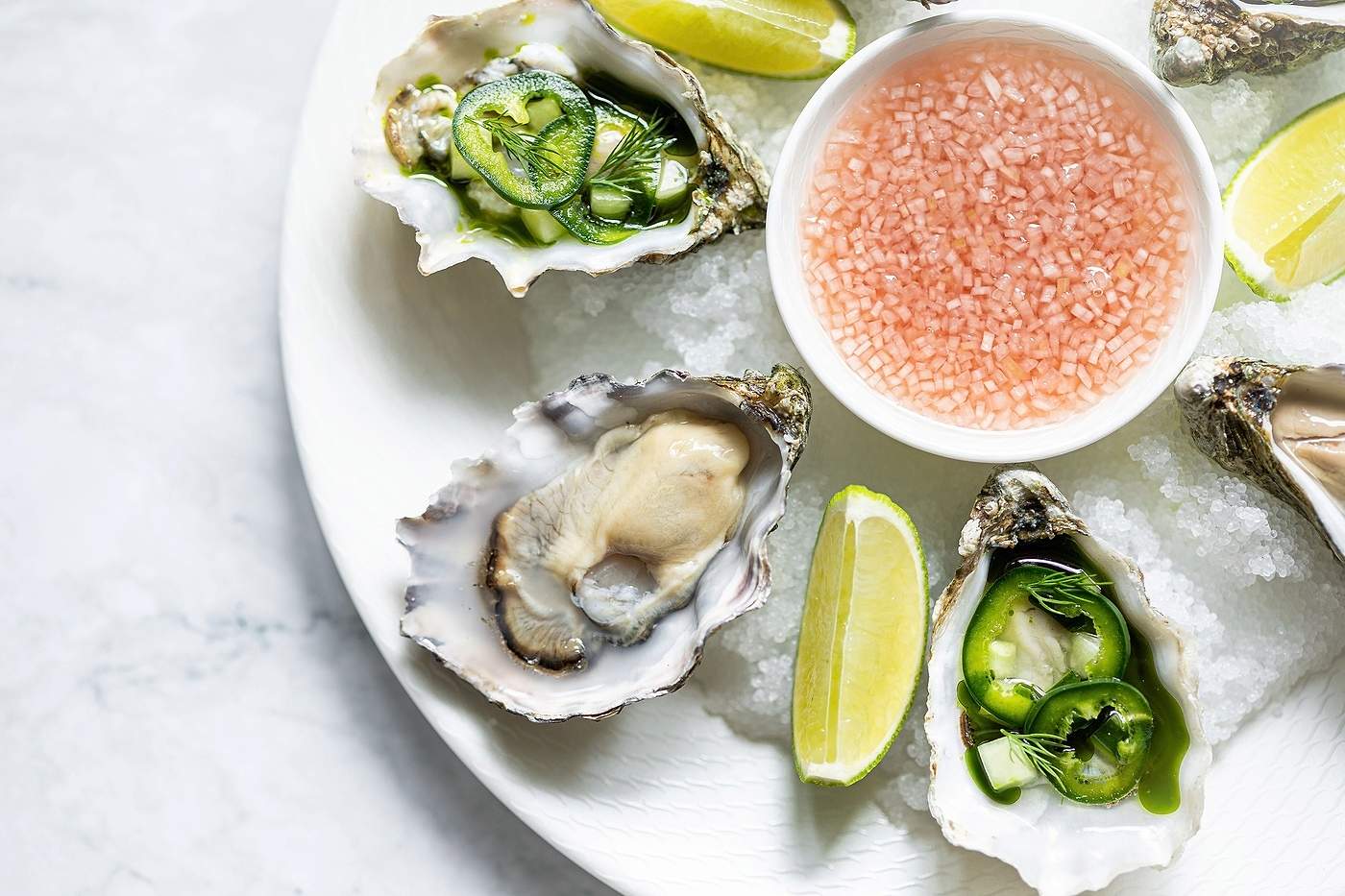 Oysters on ice at The River Restaurant by Gordon Ramsay