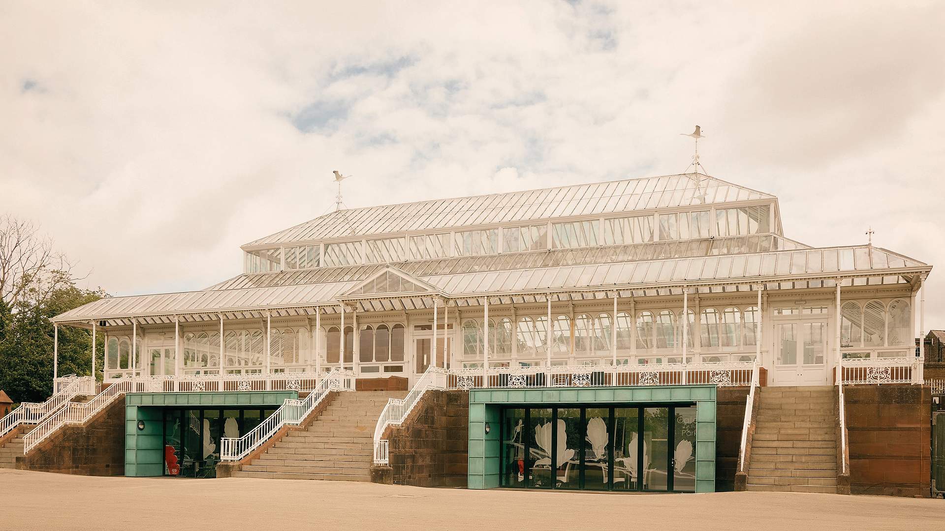 The Isla Gladstone conservatory in Stanley Park, a Victorian glasshouse with a central dome