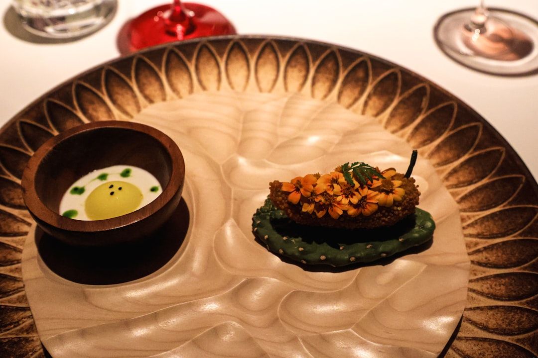 Fine dining plated dish with creative presentation