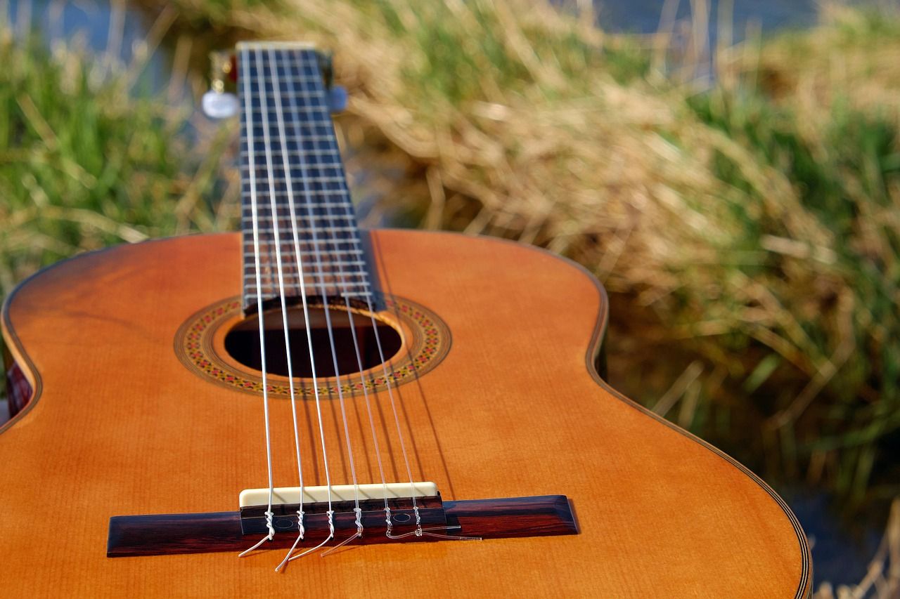 Close-up of an acoustic guitar