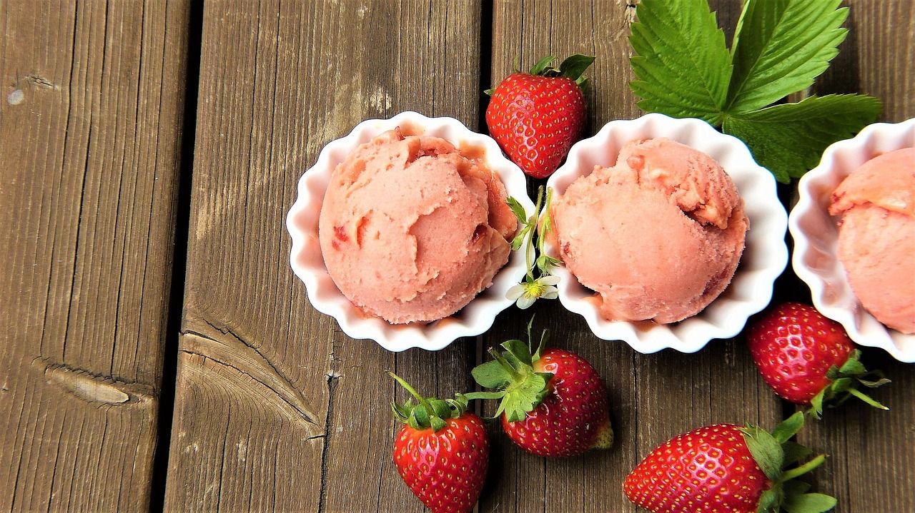 A close-up of strawberries and cream at Wimbledon