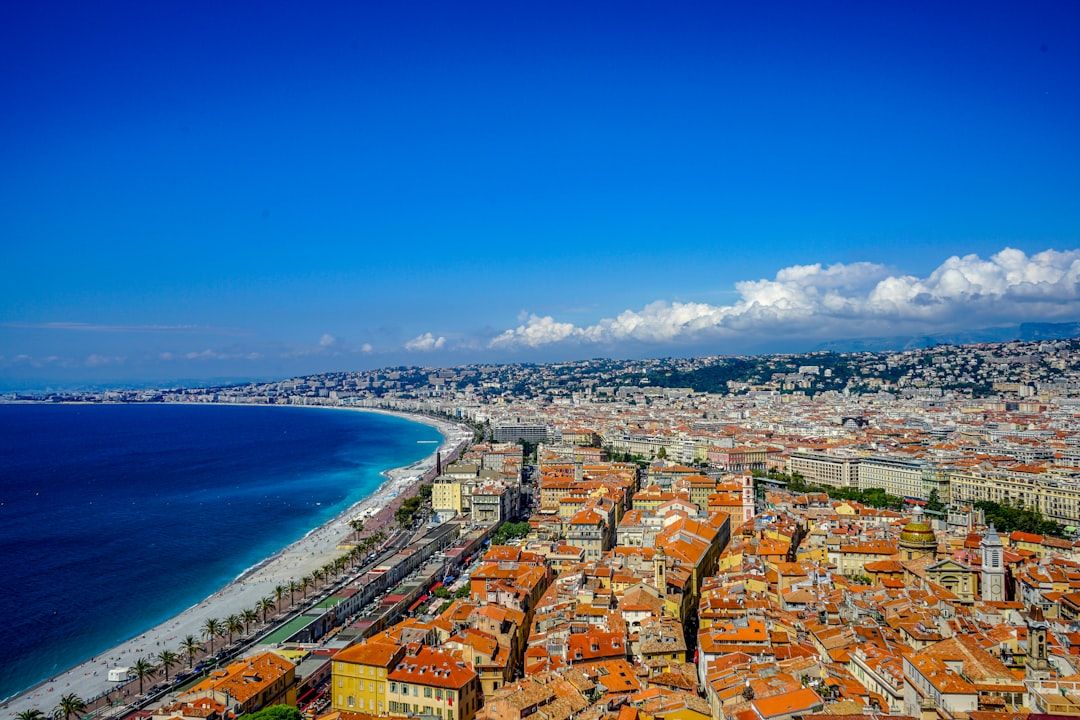 Aerial view of the Nice coastline on the French Riviera
