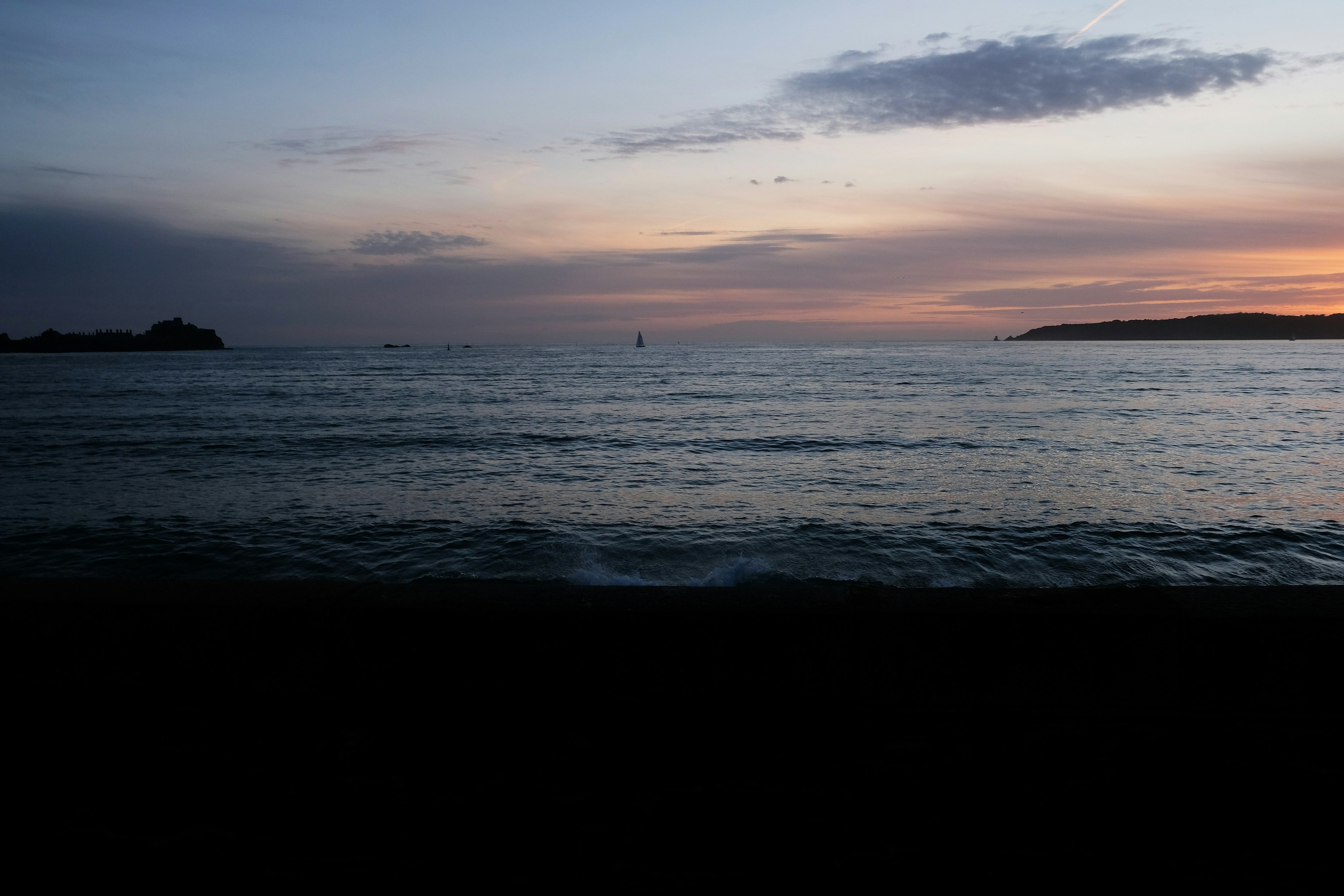 Coastal sunset over the water in the Channel Islands