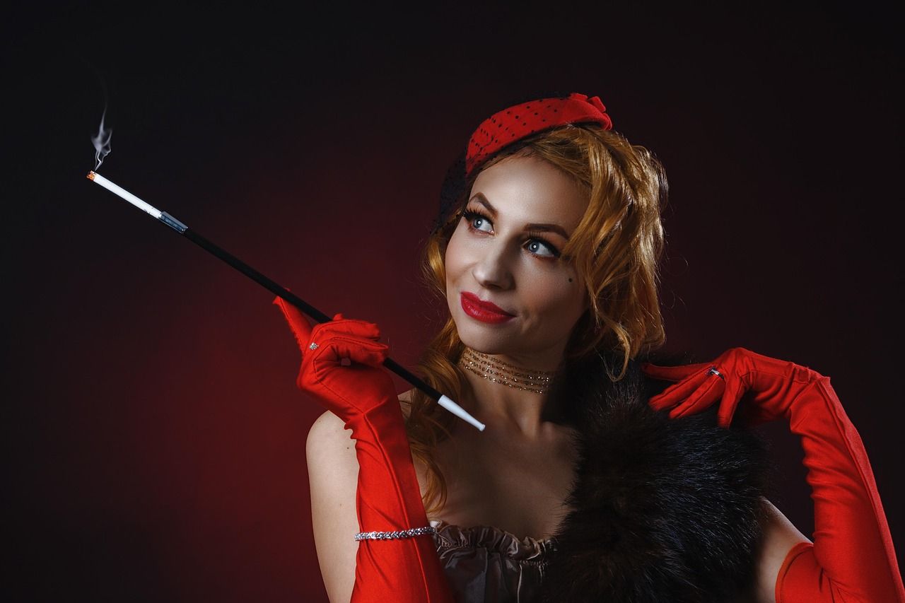 Vintage-style cabaret performer evoking the spirit of Moulin Rouge and Montmartre nightlife