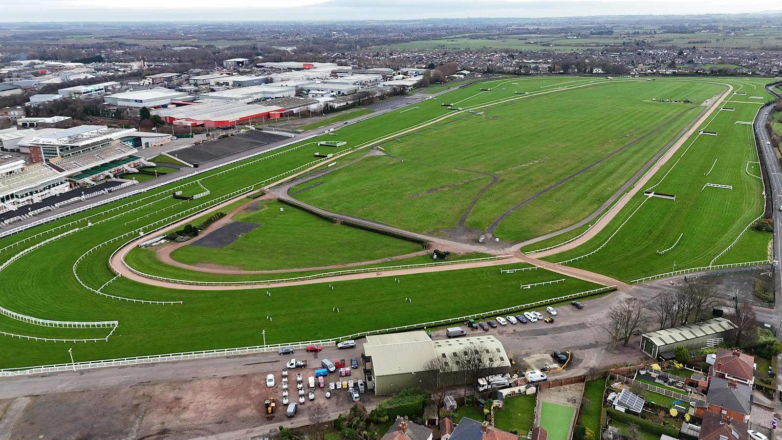 Aerial view of the full Grand National course at Aintree