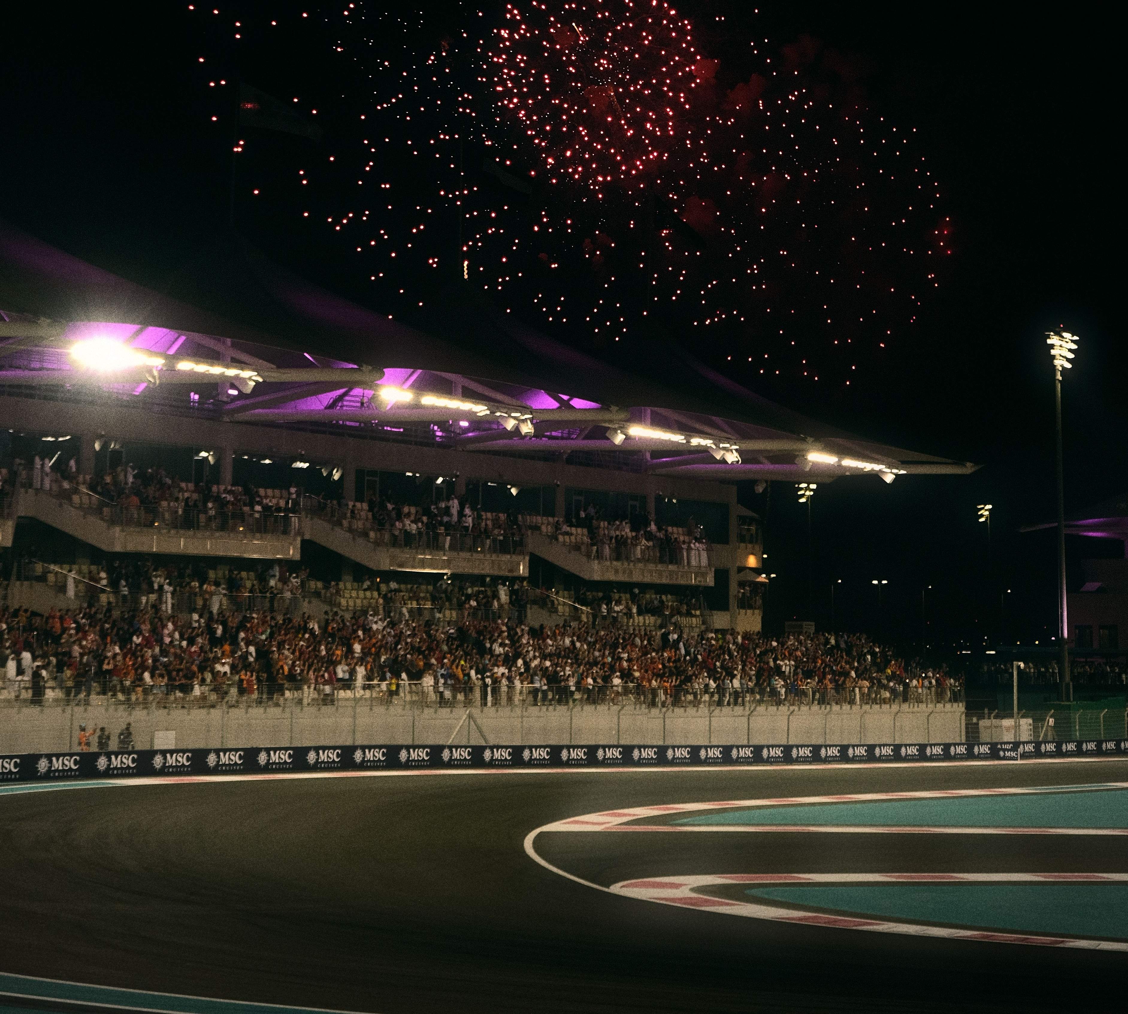 Twilight light at Yas Marina Circuit ahead of the Abu Dhabi Grand Prix final session