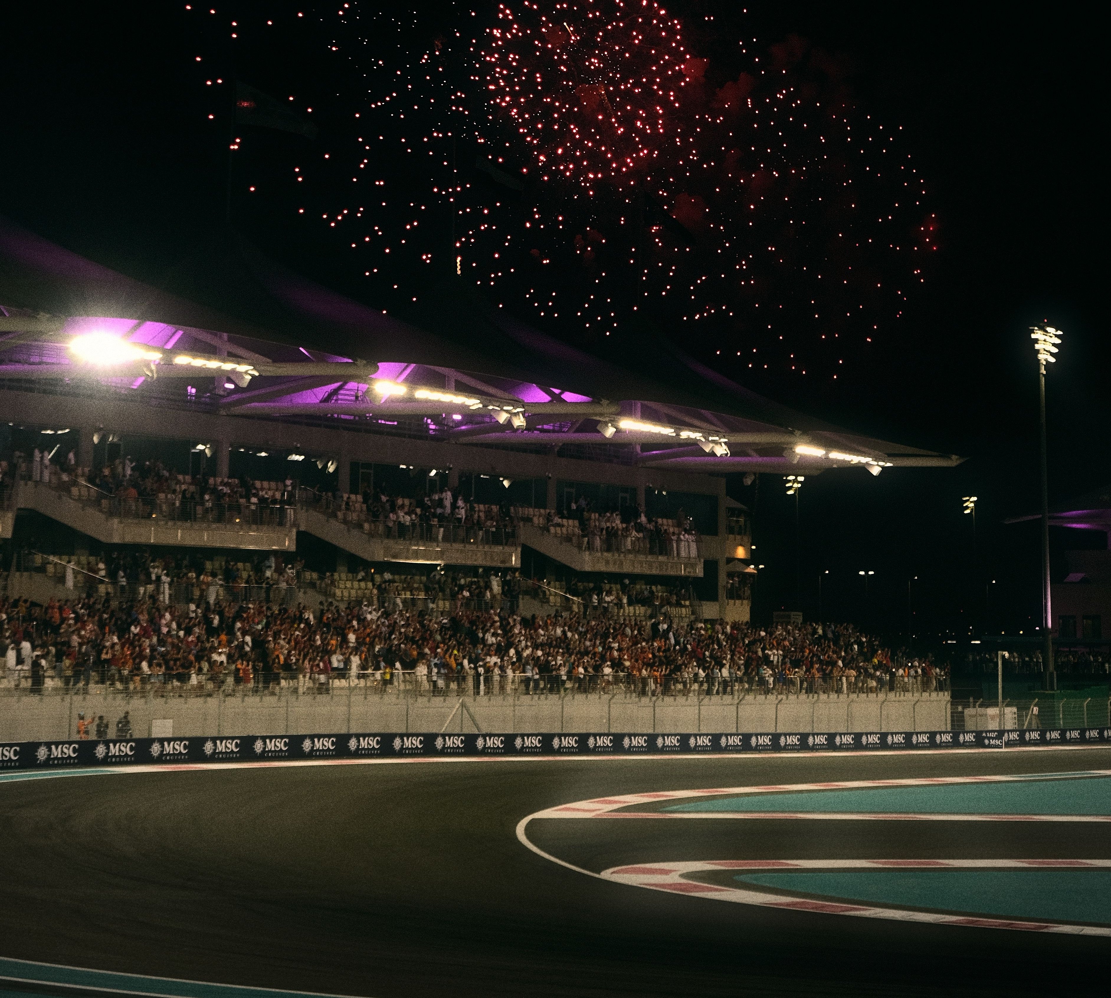 Yas Marina Circuit viewed from a distance during the Abu Dhabi Grand Prix
