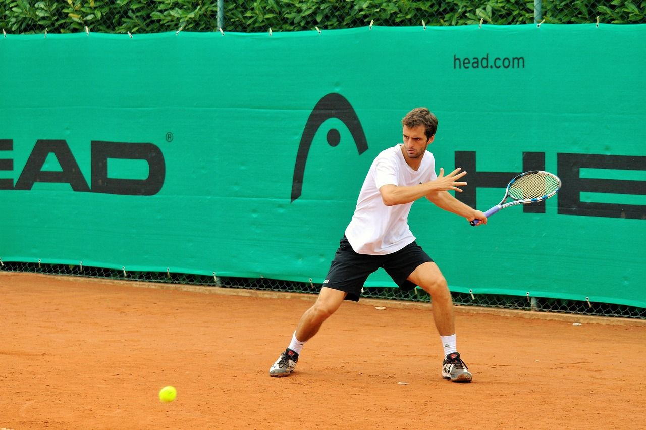 Tennis player competing in an outdoor match