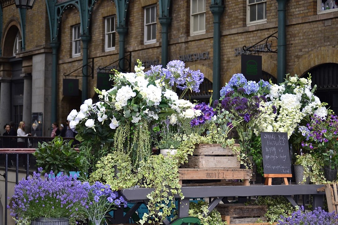 Colourful flower arrangement at a garden show